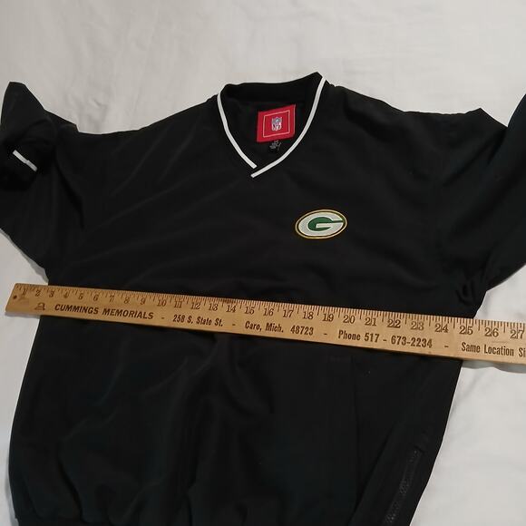 NFL Green Bay Packers Men's Small Windbreaker Pullover Black Side Zip Lined - Picture 11 of 12